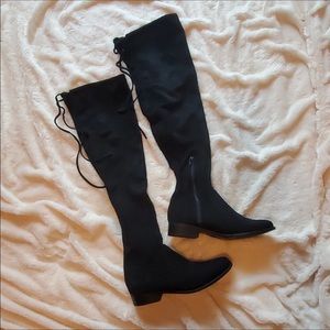 Over the knee microsuede black boot